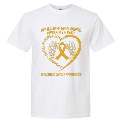 Gold Childhood Cancer Awareness In Memory Of My Daughter Garment-Dyed Heavyweight T-Shirt