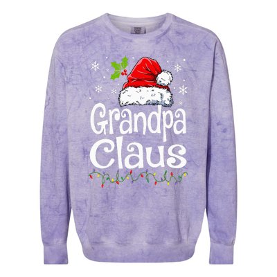 Grandpa Claus Christmas Lights Pajama Family Matching Colorblast Crewneck Sweatshirt