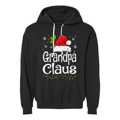 Grandpa Claus Christmas Lights Pajama Family Matching Garment-Dyed Fleece Hoodie