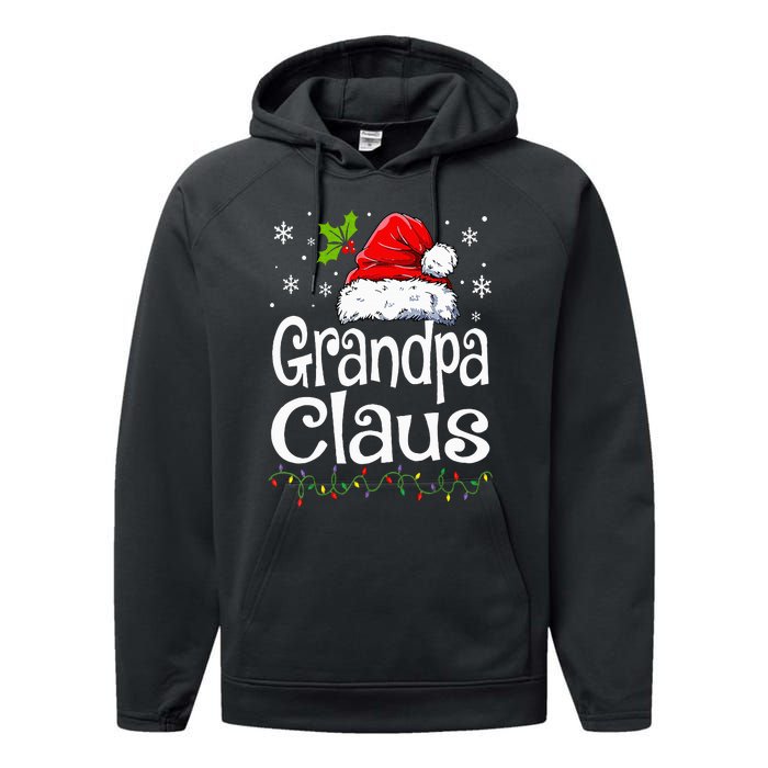 Grandpa Claus Christmas Lights Pajama Family Matching Performance Fleece Hoodie