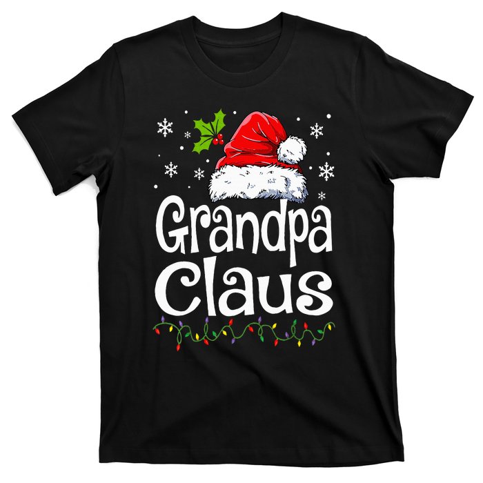 Grandpa Claus Christmas Lights Pajama Family Matching T-Shirt