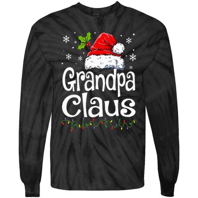 Grandpa Claus Christmas Lights Pajama Family Matching Tie-Dye Long Sleeve Shirt