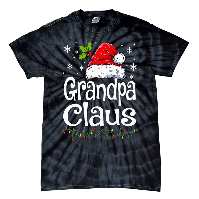 Grandpa Claus Christmas Lights Pajama Family Matching Tie-Dye T-Shirt