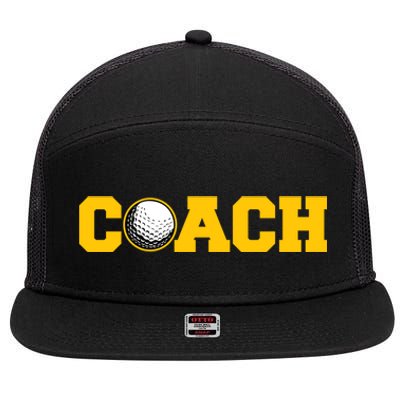 Golf Coach Cute Gift 7 Panel Mesh Trucker Snapback Hat