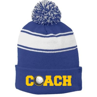 Golf Coach Cute Gift Stripe Pom Pom Beanie