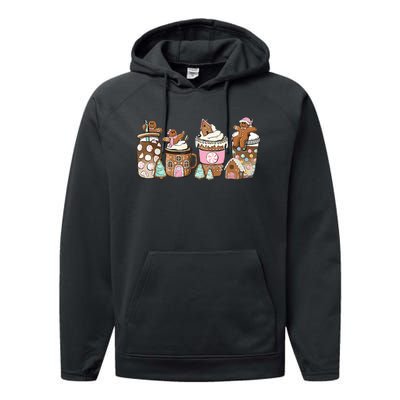 Gingerbread Christmas Coffee Lover Latte Drink Funny Xmas Performance Fleece Hoodie