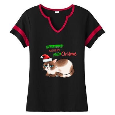 Grumpy Christmas Cat | Have Yourself A Grumpy Little Christmas Ladies Halftime Notch Neck Tee