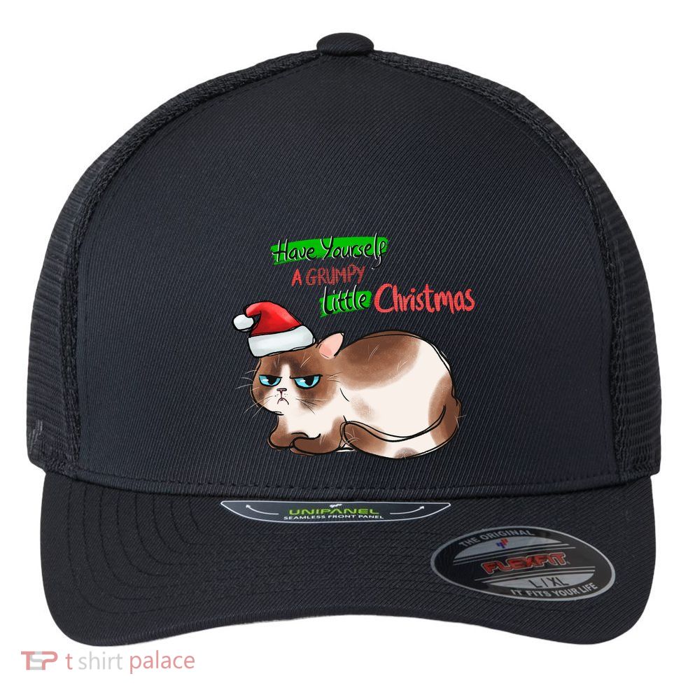 Grumpy Christmas Cat | Have Yourself A Grumpy Little Christmas Flexfit Unipanel Trucker Cap