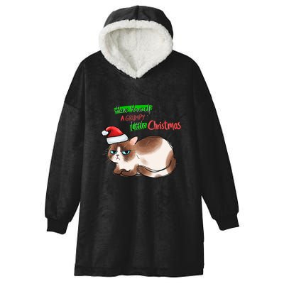 Grumpy Christmas Cat | Have Yourself A Grumpy Little Christmas Hooded Wearable Blanket
