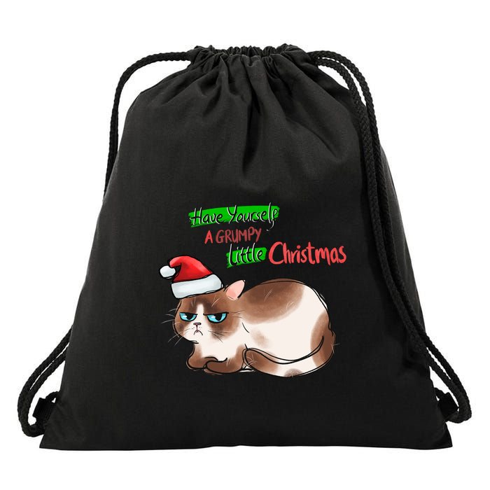Grumpy Christmas Cat | Have Yourself A Grumpy Little Christmas Drawstring Bag