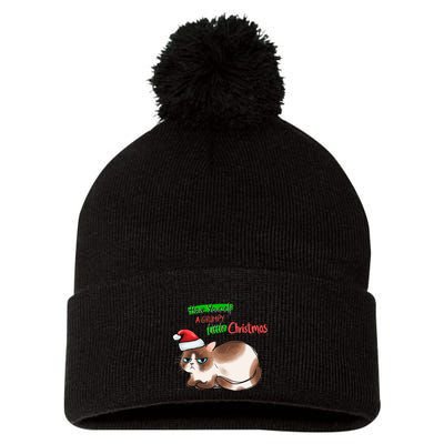 Grumpy Christmas Cat | Have Yourself A Grumpy Little Christmas Pom Pom 12in Knit Beanie