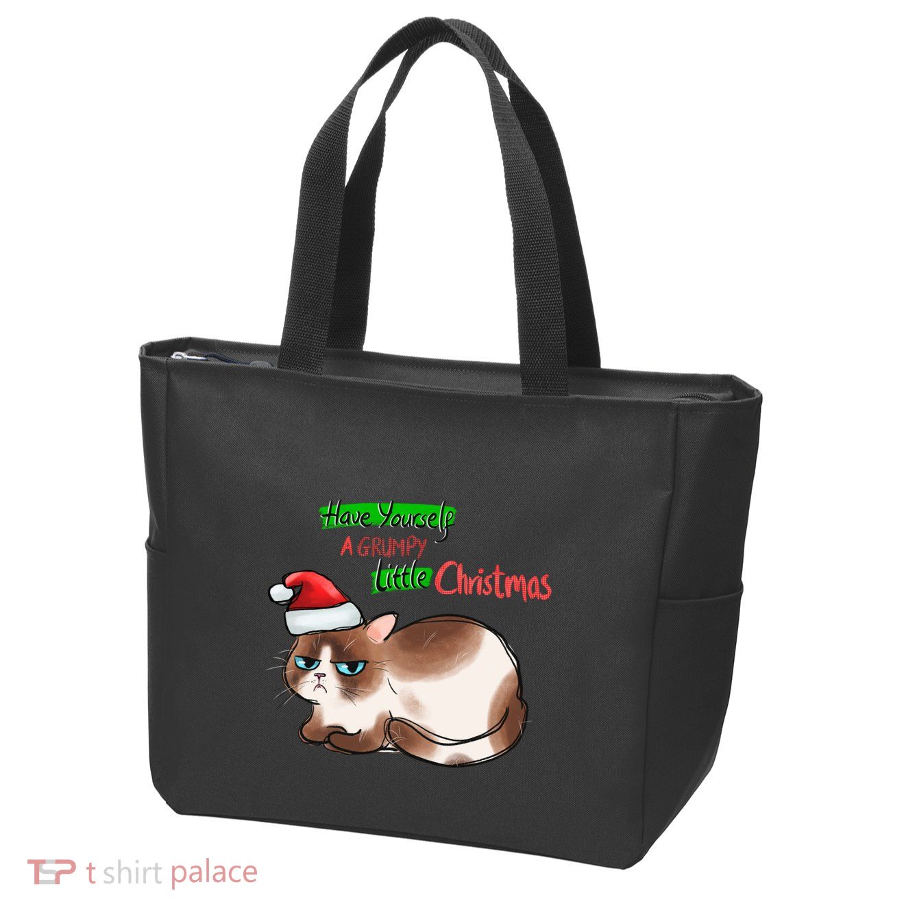Grumpy Christmas Cat | Have Yourself A Grumpy Little Christmas Zip Tote Bag