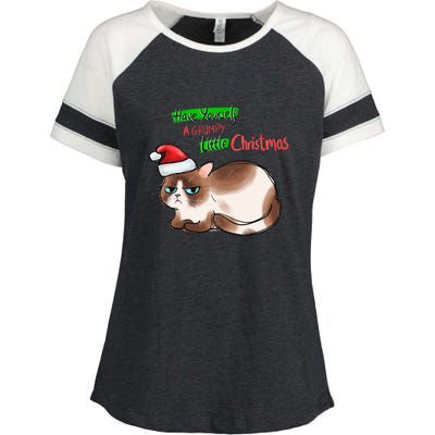 Grumpy Christmas Cat | Have Yourself A Grumpy Little Christmas Enza Ladies Jersey Colorblock Tee