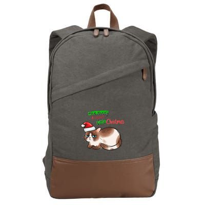 Grumpy Christmas Cat | Have Yourself A Grumpy Little Christmas Cotton Canvas Backpack