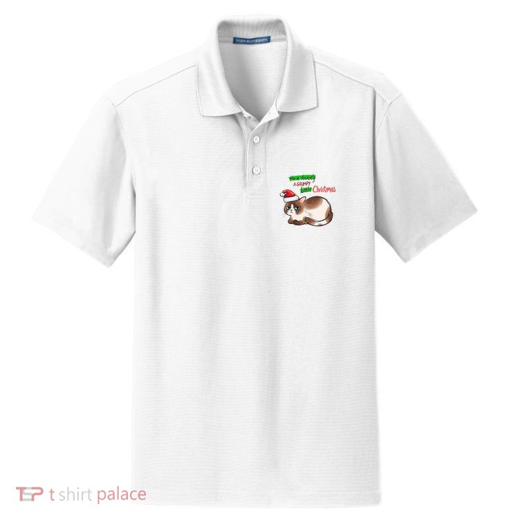 Grumpy Christmas Cat | Have Yourself A Grumpy Little Christmas Dry Zone Grid Polo