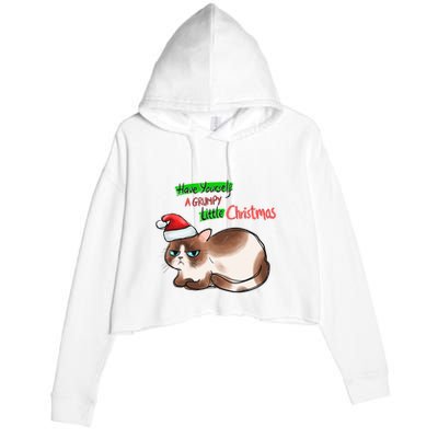 Grumpy Christmas Cat | Have Yourself A Grumpy Little Christmas Crop Fleece Hoodie
