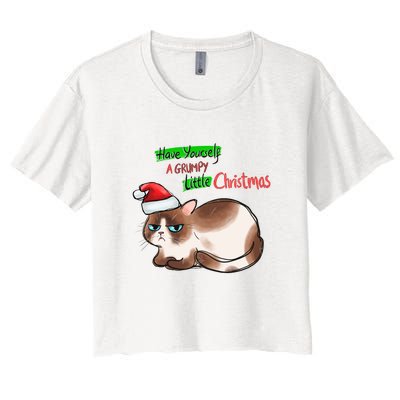 Grumpy Christmas Cat | Have Yourself A Grumpy Little Christmas Women's Crop Top Tee