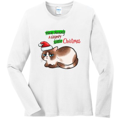 Grumpy Christmas Cat | Have Yourself A Grumpy Little Christmas Ladies Long Sleeve Shirt