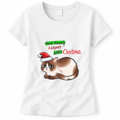 Grumpy Christmas Cat | Have Yourself A Grumpy Little Christmas Womens T-Shirt