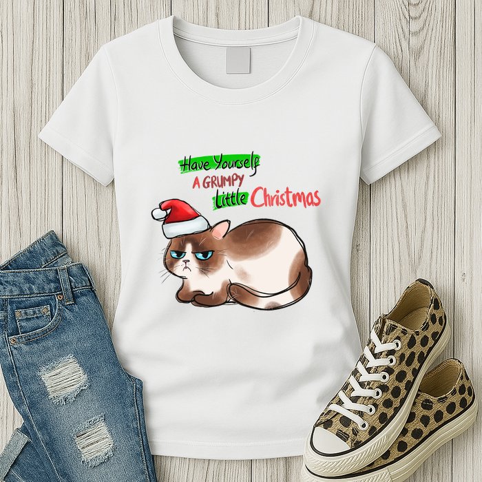 Grumpy Christmas Cat | Have Yourself A Grumpy Little Christmas Womens T-Shirt