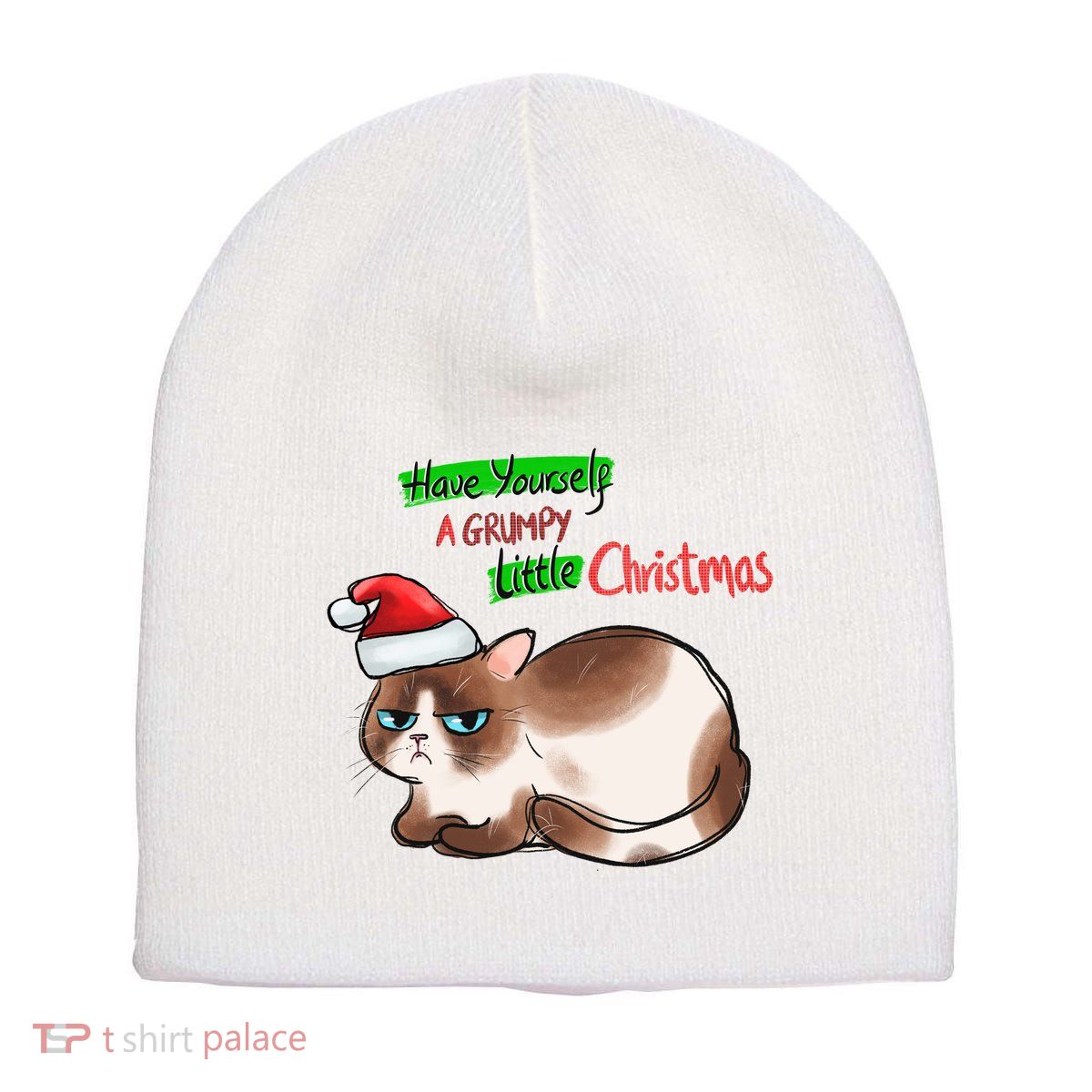 Grumpy Christmas Cat | Have Yourself A Grumpy Little Christmas Short Acrylic Beanie