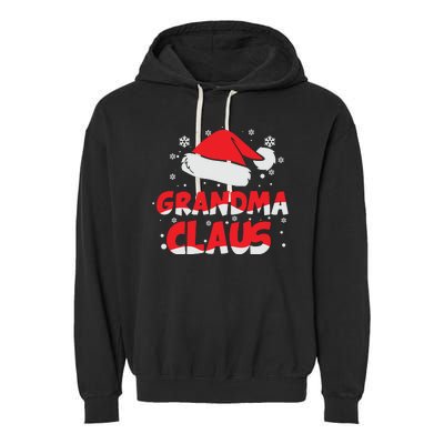 Grandma Claus Christmas Santa Hat Garment-Dyed Fleece Hoodie