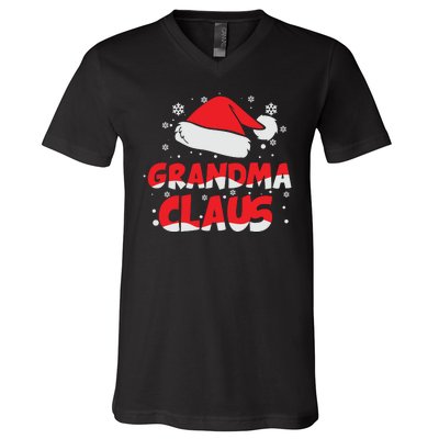 Grandma Claus Christmas Santa Hat V-Neck T-Shirt