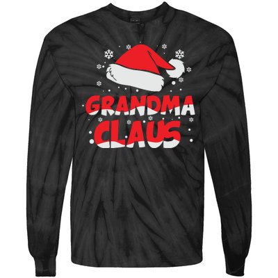 Grandma Claus Christmas Santa Hat Tie-Dye Long Sleeve Shirt