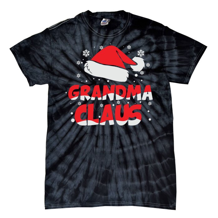 Grandma Claus Christmas Santa Hat Tie-Dye T-Shirt