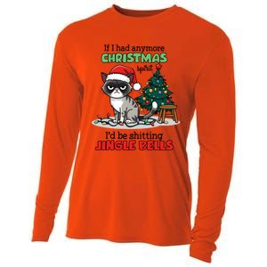 Grumpy Christmas Cat Christmas Jingle Bells Holiday Gift Cooling Performance Long Sleeve Crew