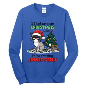 Grumpy Christmas Cat Christmas Jingle Bells Holiday Gift Tall Long Sleeve T-Shirt