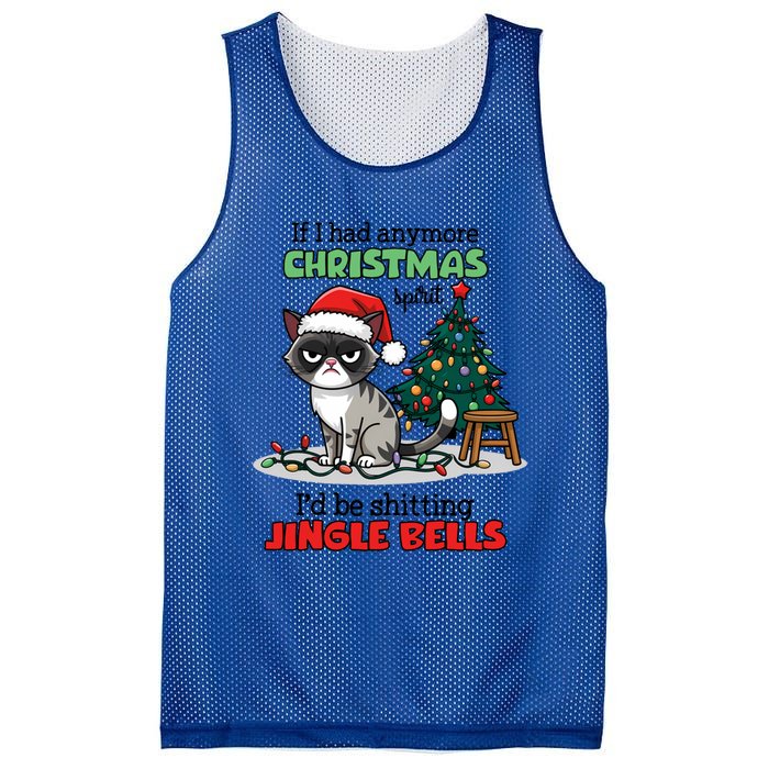 Grumpy Christmas Cat Christmas Jingle Bells Holiday Gift Mesh Reversible Basketball Jersey Tank