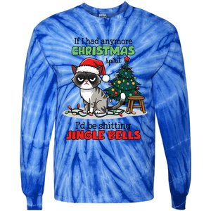 Grumpy Christmas Cat Christmas Jingle Bells Holiday Gift Tie-Dye Long Sleeve Shirt