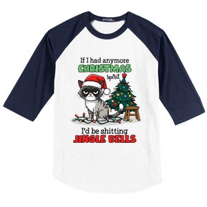 Grumpy Christmas Cat Christmas Jingle Bells Holiday Gift Baseball Sleeve Shirt