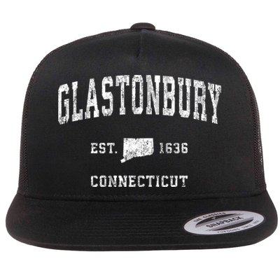 Glastonbury Connecticut Ct Vintage Athletic Sports Flat Bill Trucker Hat