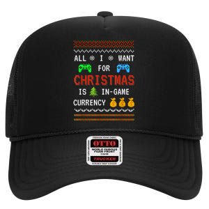 Game Currency Christmas Holiday Video Game Adult Funny High Crown Mesh Back Trucker Hat