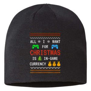 Game Currency Christmas Holiday Video Game Adult Funny Sustainable Beanie