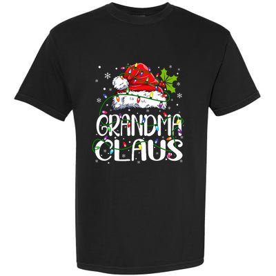 Grandma Claus Christmas Lights Pajama Family Matching Garment-Dyed Heavyweight T-Shirt