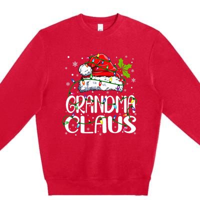 Grandma Claus Christmas Lights Pajama Family Matching Premium Crewneck Sweatshirt