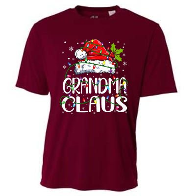 Grandma Claus Christmas Lights Pajama Family Matching Cooling Performance Crew T-Shirt