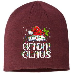 Grandma Claus Christmas Lights Pajama Family Matching Sustainable Beanie