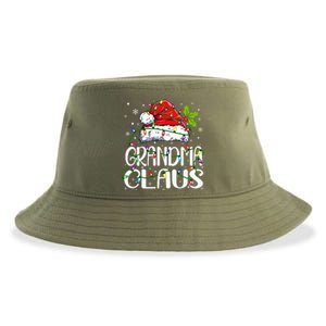 Grandma Claus Christmas Lights Pajama Family Matching Sustainable Bucket Hat