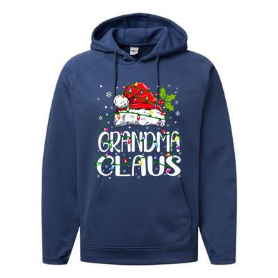 Grandma Claus Christmas Lights Pajama Family Matching Performance Fleece Hoodie