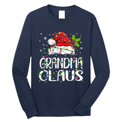 Grandma Claus Christmas Lights Pajama Family Matching Long Sleeve Shirt