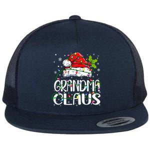 Grandma Claus Christmas Lights Pajama Family Matching Flat Bill Trucker Hat