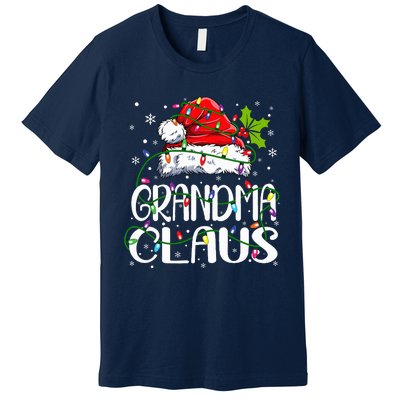 Grandma Claus Christmas Lights Pajama Family Matching Premium T-Shirt