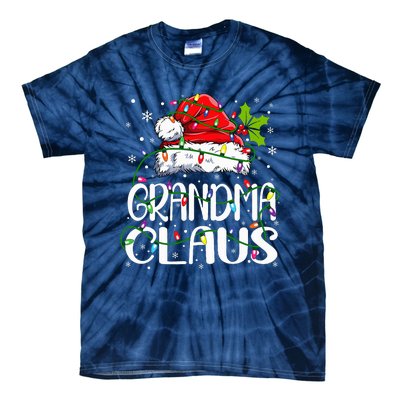 Grandma Claus Christmas Lights Pajama Family Matching Tie-Dye T-Shirt