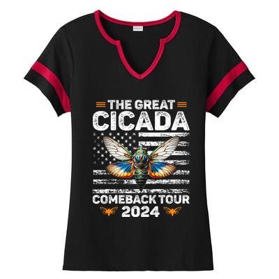 Great Cicada Come Back 2024 Cicada Invasion 2024 Ladies Halftime Notch Neck Tee