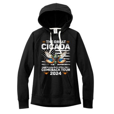 Great Cicada Come Back 2024 Cicada Invasion 2024 Women's Fleece Hoodie