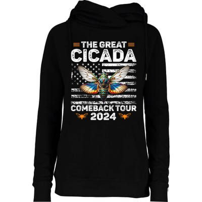 Great Cicada Come Back 2024 Cicada Invasion 2024 Womens Funnel Neck Pullover Hood